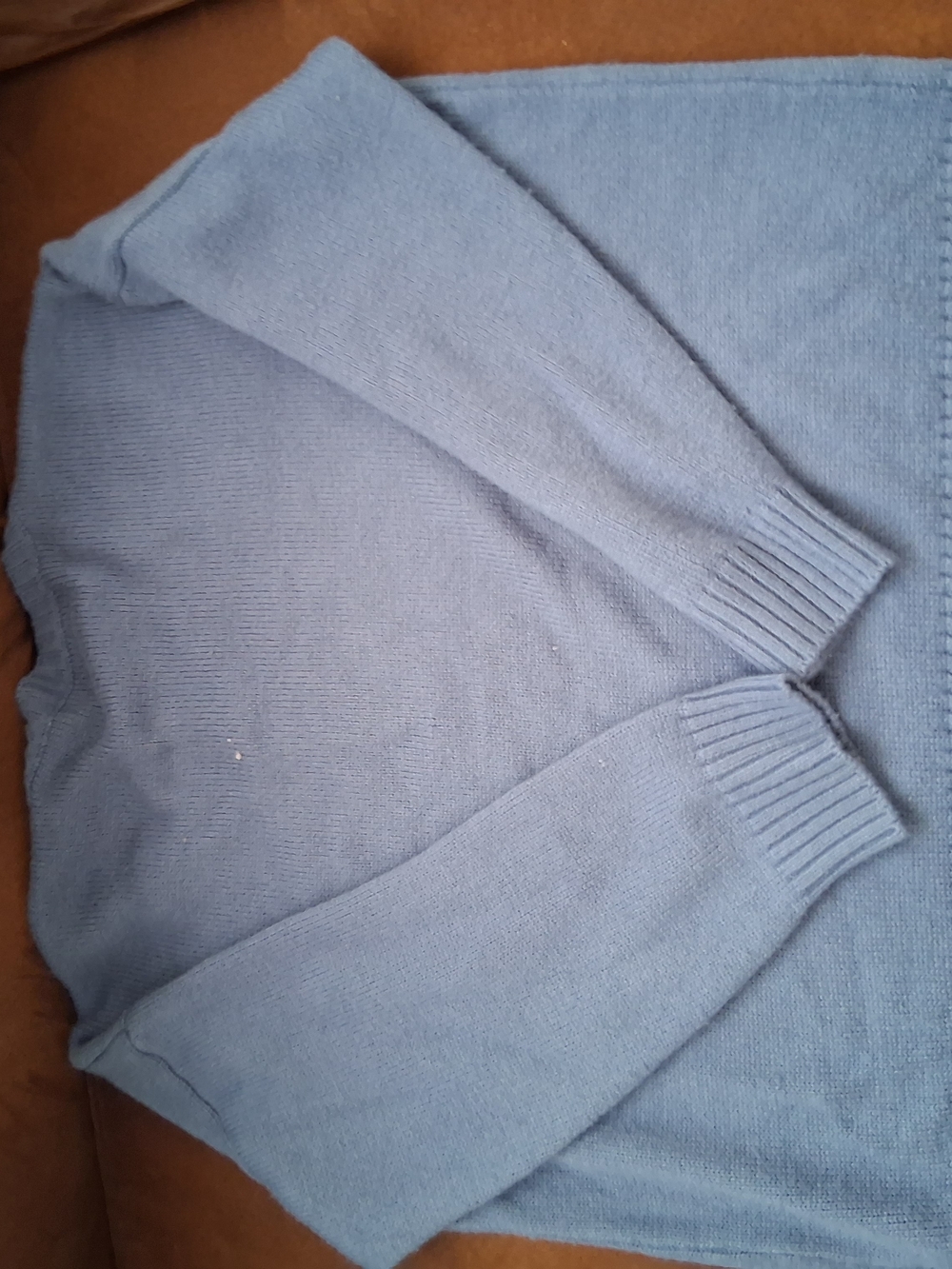 SHEIN Sz 8 Women's Blue Knit Sweater w/ Orange Mushroom Excellent Condition - Picture 4 of 5